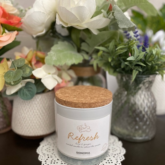 🆕🌿 SONOMA “REFRESH” LIME & GINGER 3-WICK SCENTED CANDLE. BRAND NEW. 13 oz. - Picture 3 of 8